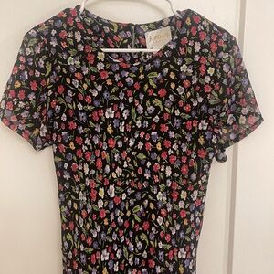 Vintage Cottagecore GrandmaCore Jordan Black Floral Maxi Dress Pleated